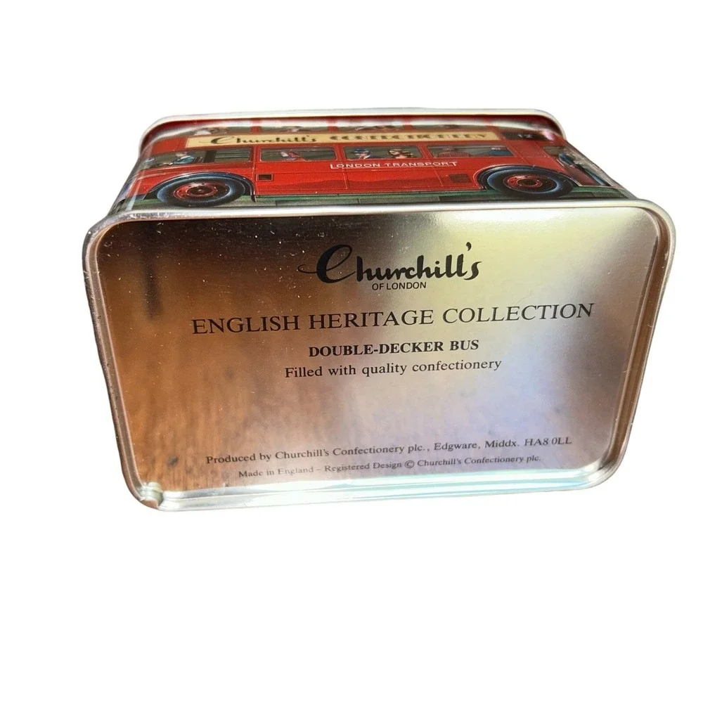 Churchill's of London Vintage Double Decker Bus Tin Collectible‎ England Empty